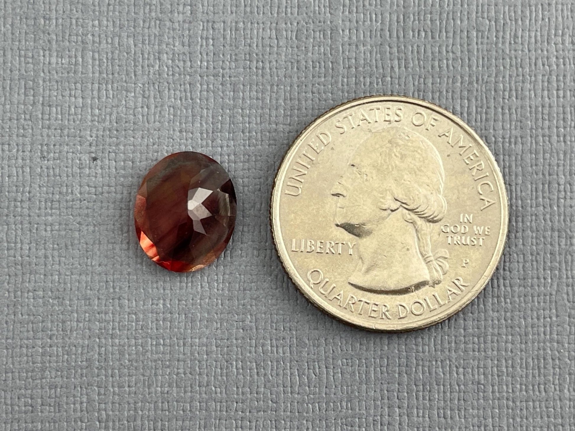 12x10 Red Oregon Sunstone Oval Faceted Gemstone with Schiller | 3.9 carats | OSF165 - Oregon Sunstone - Gem Enthusiast