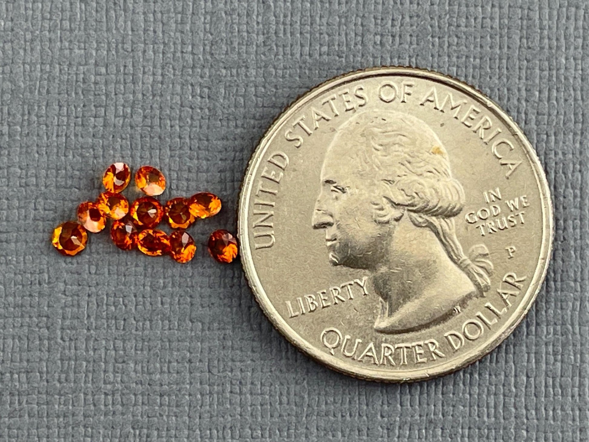 2.5mm Spessartine Garnet Round | Per Stone | Mandarin Orange - Gem Enthusiast