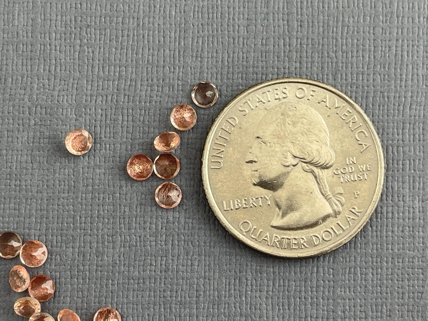 3.5 mm Oregon Sunstones Faceted Round Gemstones with Schiller - Gem Enthusiast