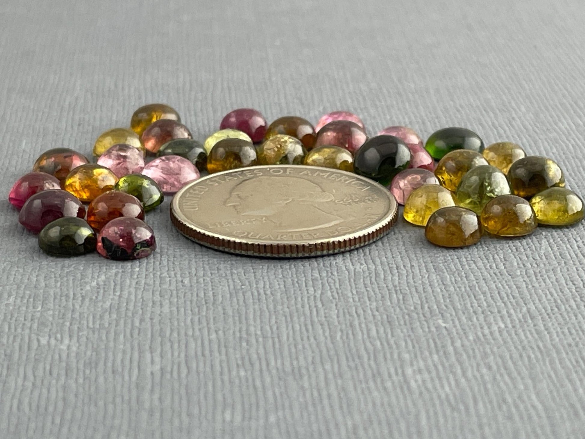 5 - 6mm Tourmaline Cabochons | Multi - Color | 41 carats | TO223 - Gem Enthusiast