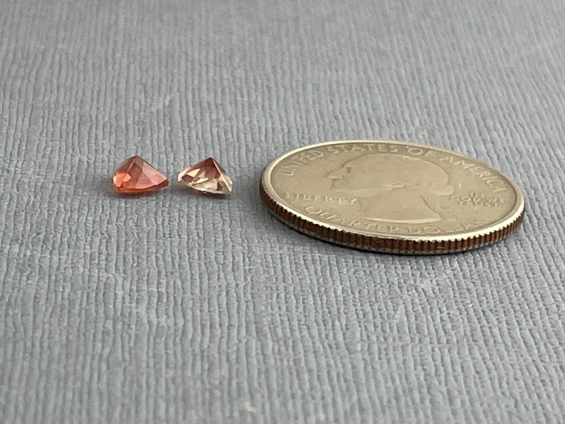 5mm Red Oregon Sunstone Trillion Gemstone Pair with Schiller | .8 carats | OSF178 - Oregon Sunstone - Gem Enthusiast