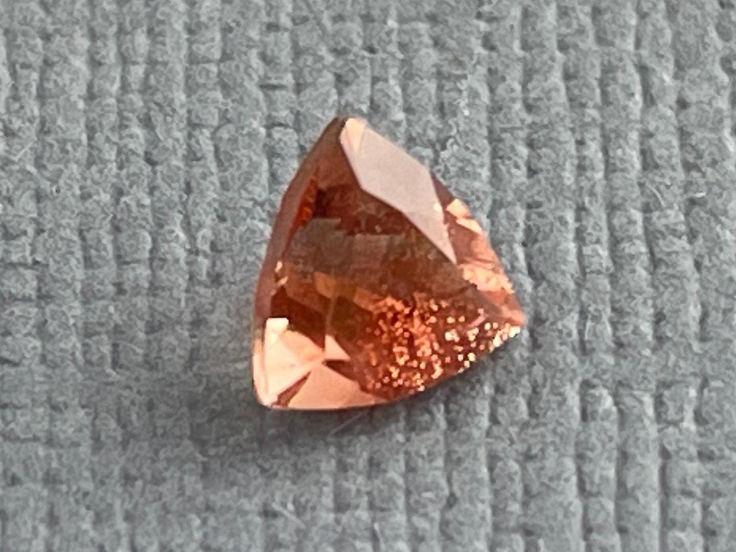 5mm Red Oregon Sunstone Trillion Gemstone with Schiller | .45 carats | OSF208 - Oregon Sunstone - Gem Enthusiast