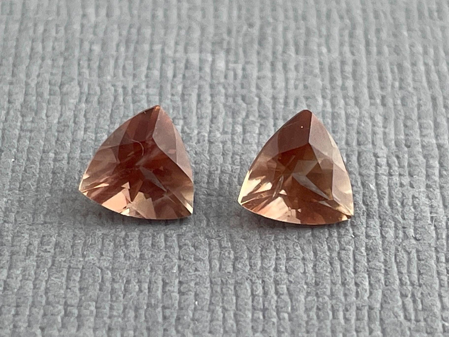 6mm Oregon Sunstone Trillion Gemstone Pair with Schiller | 1.3 carats | OSF174 - Oregon Sunstone - Gem Enthusiast