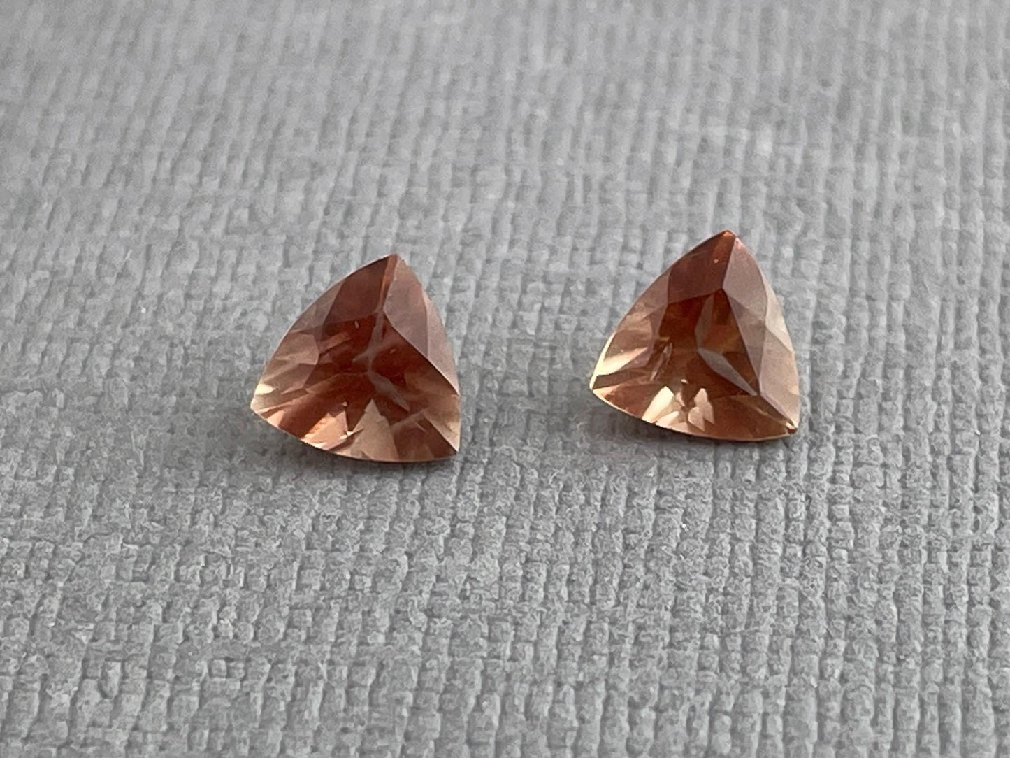 6mm Oregon Sunstone Trillion Gemstone Pair with Schiller | 1.3 carats | OSF174 - Oregon Sunstone - Gem Enthusiast