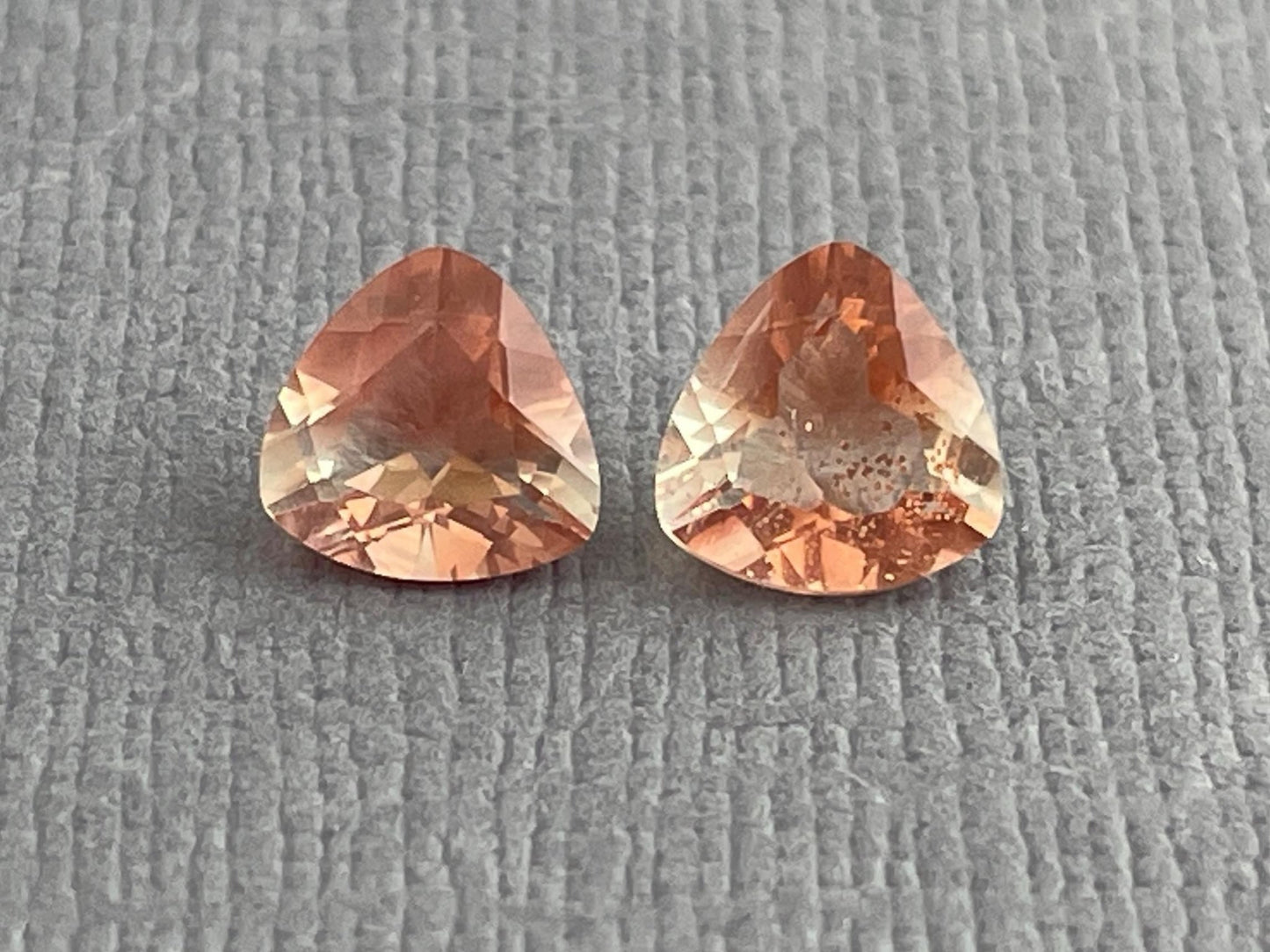 6mm Oregon Sunstone Trillion Gemstone Pair with Schiller | 1.43 carats | OSF175 - Oregon Sunstone - Gem Enthusiast