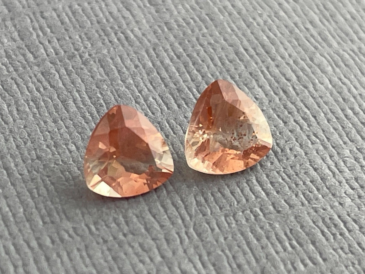 6mm Oregon Sunstone Trillion Gemstone Pair with Schiller | 1.43 carats | OSF175 - Oregon Sunstone - Gem Enthusiast