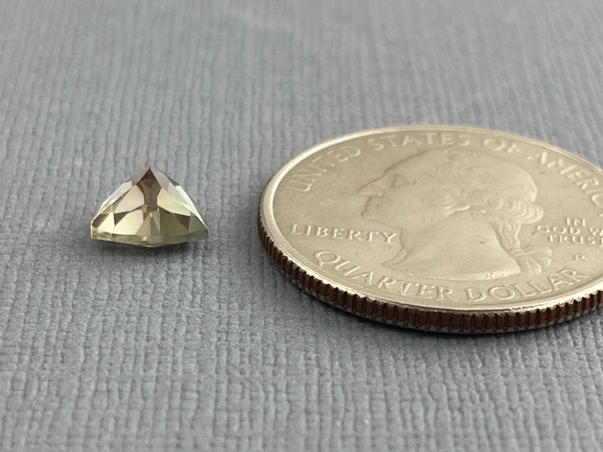 7mm Green Oregon Sunstone Trillion Faceted Gemstone | 1.1 carats | OSF160 - Oregon Sunstone - Gem Enthusiast