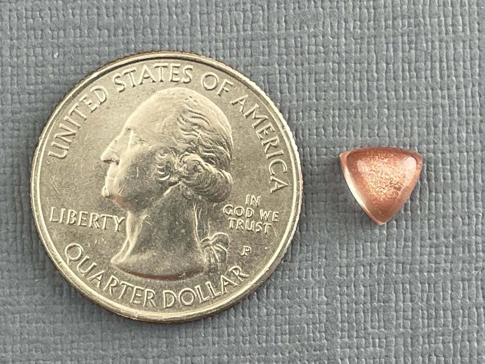 7mm Oregon Sunstones Triangle Cabochons | Medium with Schiller | 1 Stone - Oregon Sunstone - Gem Enthusiast
