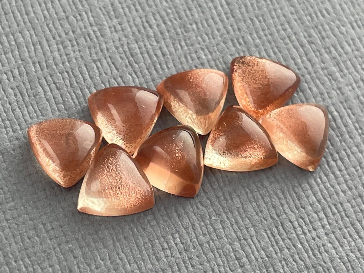 7mm Oregon Sunstones Triangle Cabochons | Medium with Schiller | 1 Stone - Oregon Sunstone - Gem Enthusiast