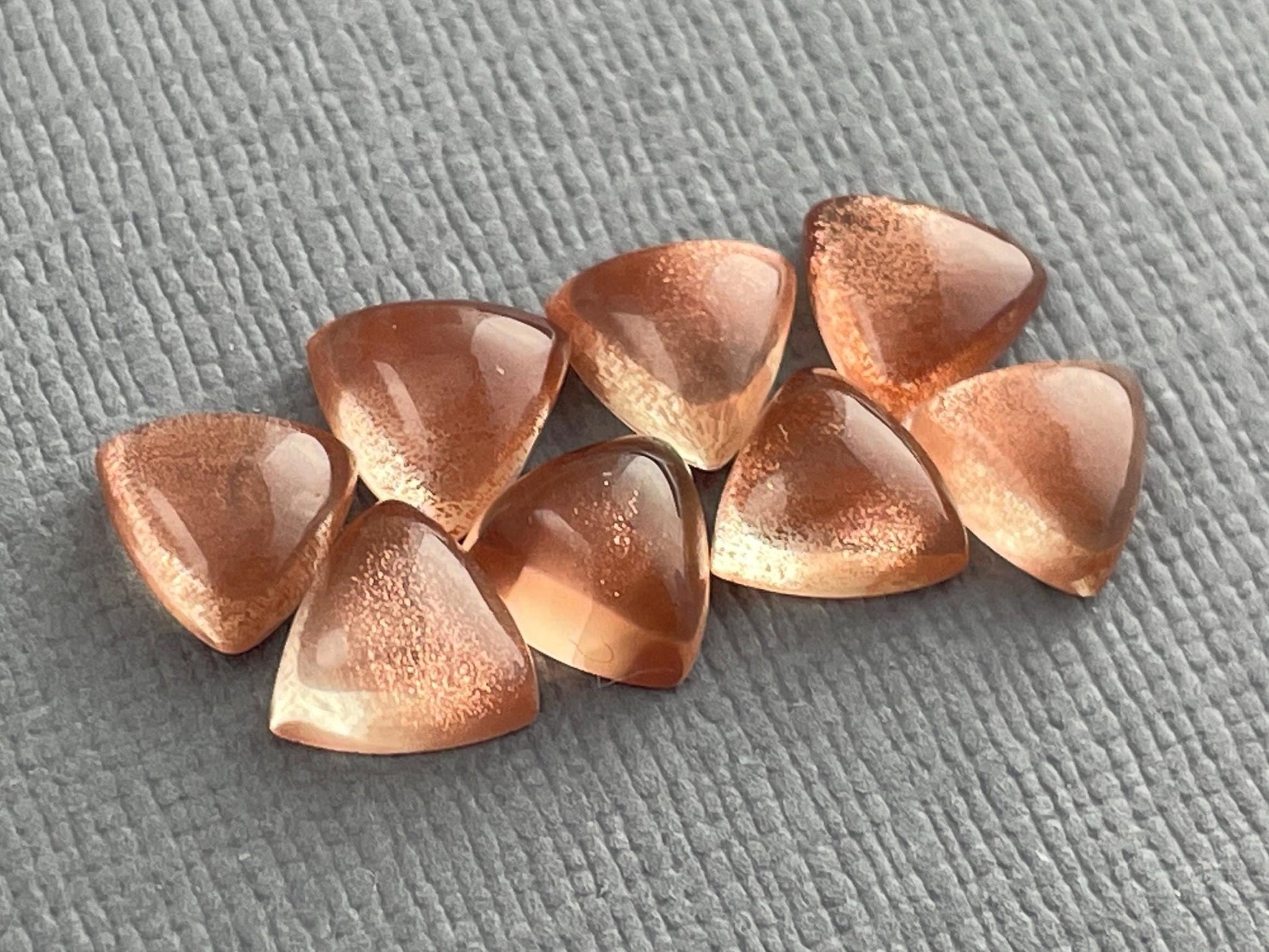7mm Oregon Sunstones Triangle Cabochons | Medium with Schiller | 1 Stone - Oregon Sunstone - Gem Enthusiast