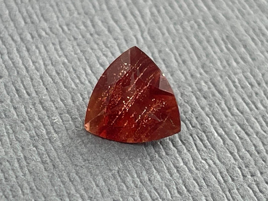 7mm Red Oregon Sunstone Trillion Gemstone with Schiller | .9 carats | OSF170 - Oregon Sunstone - Gem Enthusiast
