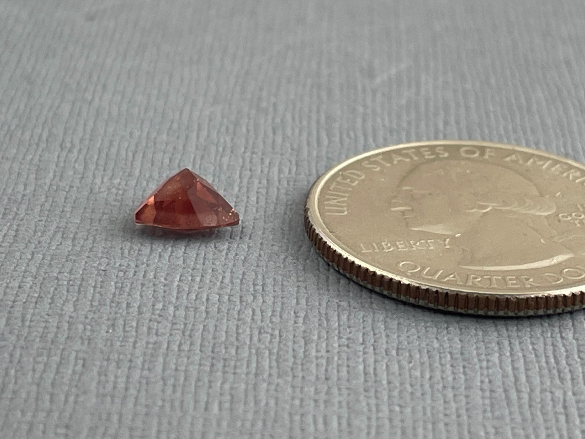 7mm Red Oregon Sunstone Trillion Gemstone with Schiller | .9 carats | OSF170 - Oregon Sunstone - Gem Enthusiast