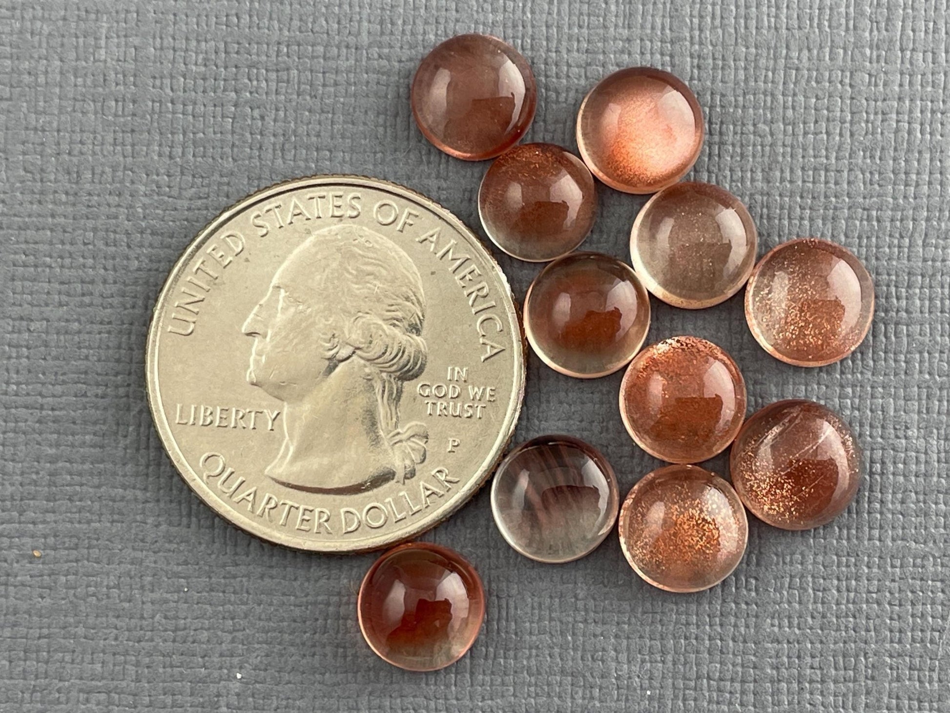 8mm Oregon Sunstone Round Cabochons | Medium, Light, or Champaign - Oregon Sunstone - Gem Enthusiast