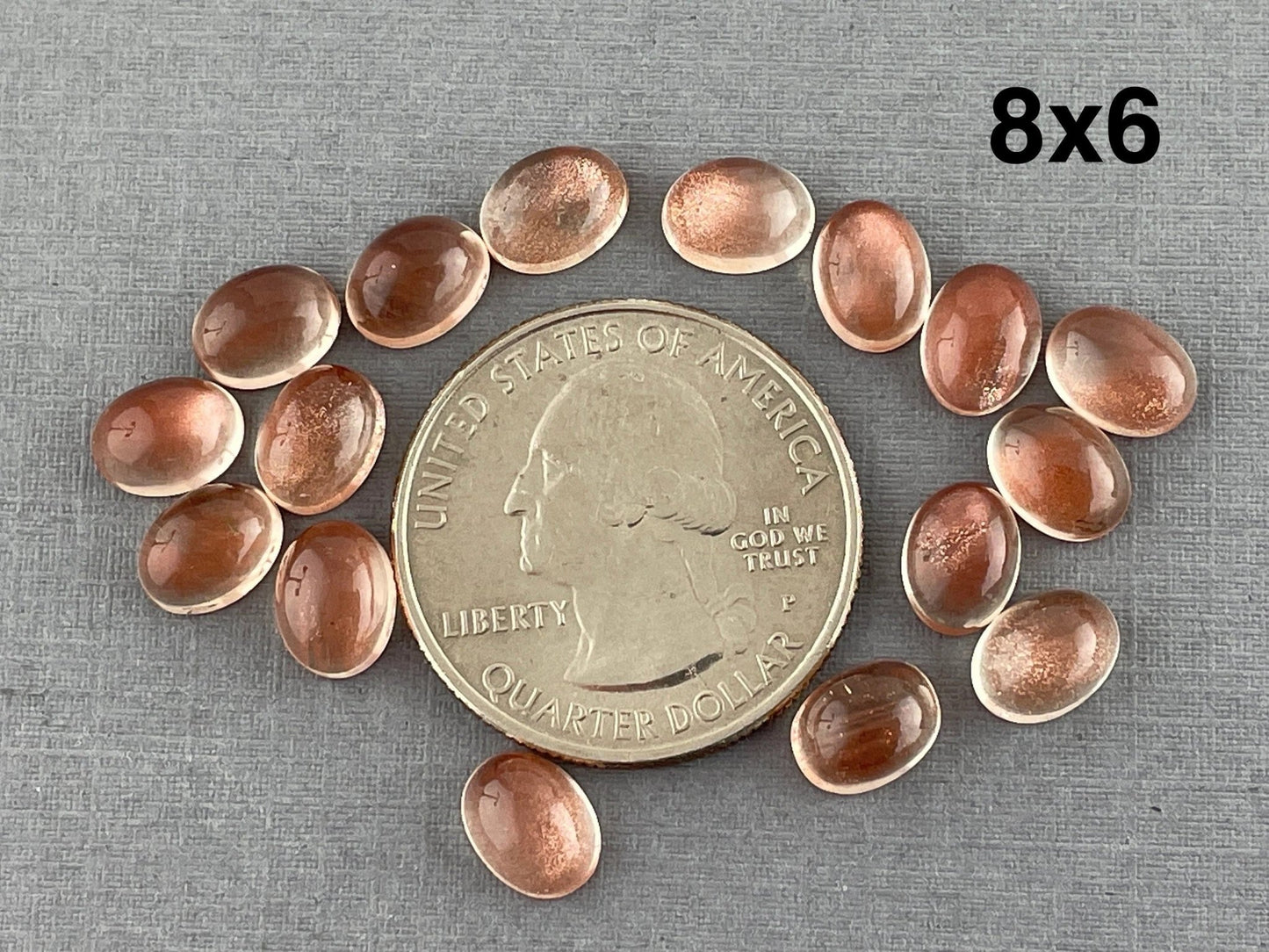 8x6 7x5 6x4 Oregon Sunstones Oval Cabochons with Schiller | Per Stone - Oregon Sunstone - Gem Enthusiast