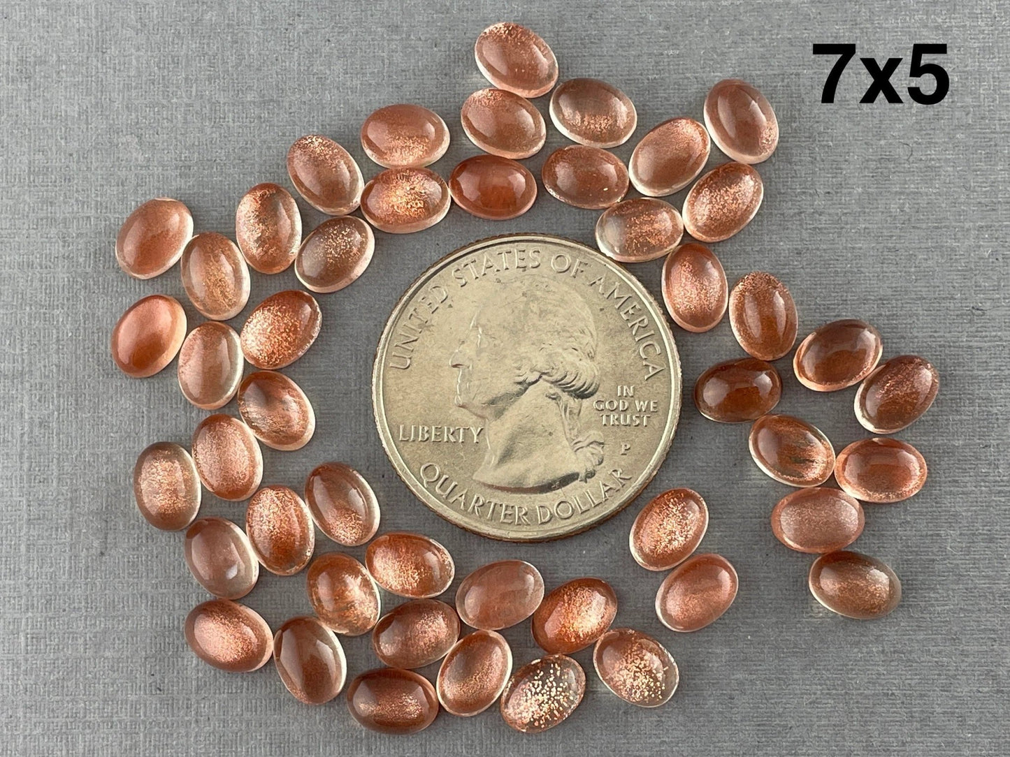 8x6 7x5 6x4 Oregon Sunstones Oval Cabochons with Schiller | Per Stone - Oregon Sunstone - Gem Enthusiast