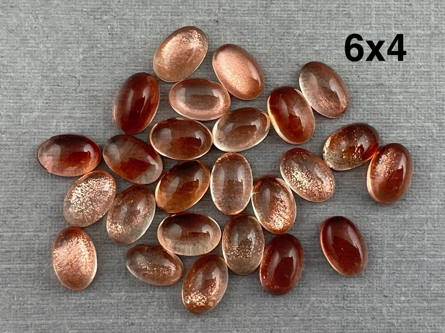 8x6 7x5 6x4 Oregon Sunstones Oval Cabochons with Schiller | Per Stone - Oregon Sunstone - Gem Enthusiast