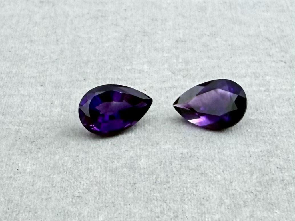 9x6 Arizona Amethyst Pear Pair | Ethically Sourced | AZ202 - Arizona Amethyst - Gem Enthusiast