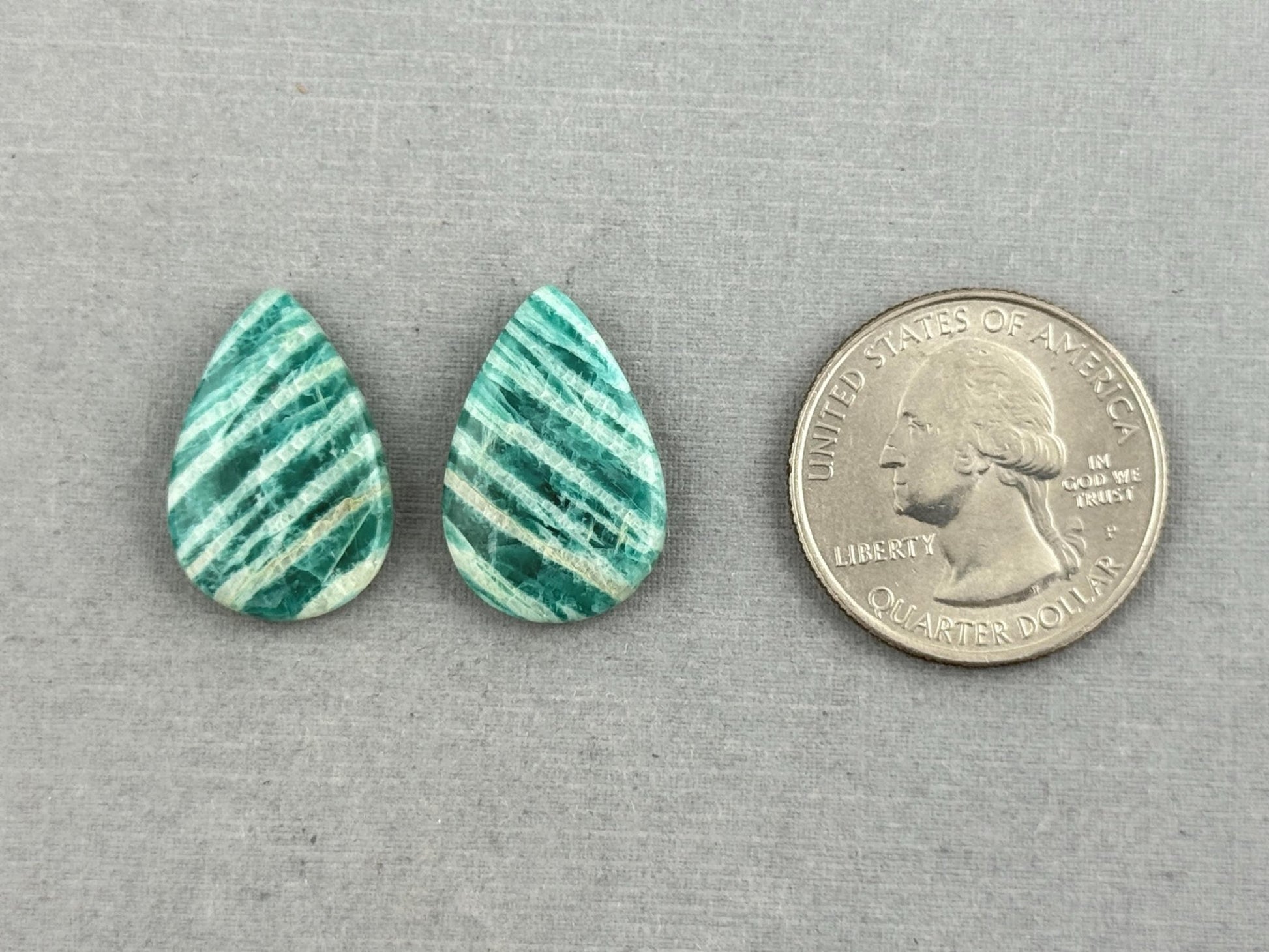 Amazonite Matched Pair Pear Cabochons | 21x14x4 | Natural Loose Gemstone | AMZ225 - Gem Enthusiast