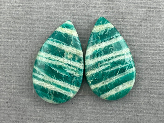 Amazonite Matched Pair Pear Cabochons | Natural Loose Gemstone | AMZ219 - Gem Enthusiast