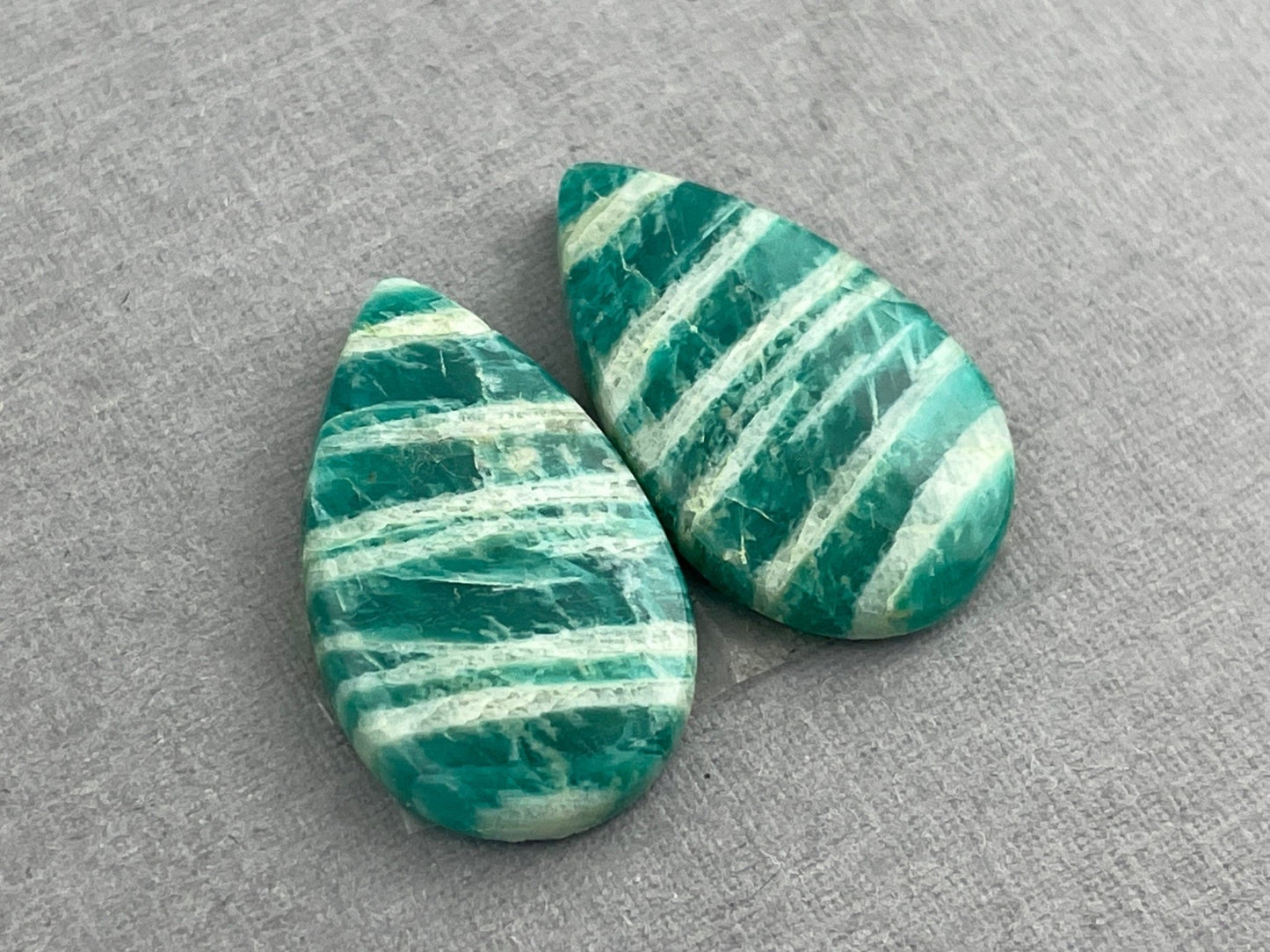 Amazonite Matched Pair Pear Cabochons | Natural Loose Gemstone | AMZ219 - Gem Enthusiast