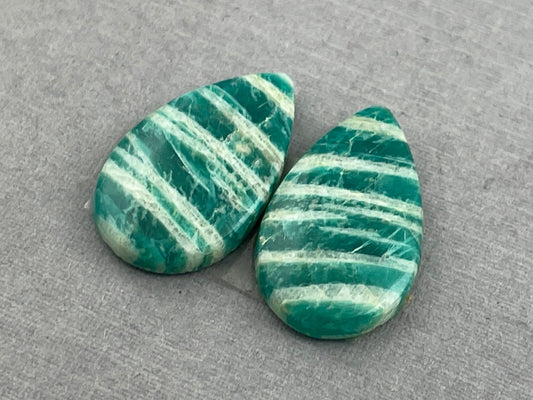 Amazonite Matched Pair Pear Cabochons | Natural Loose Gemstone | AMZ219 - Gem Enthusiast