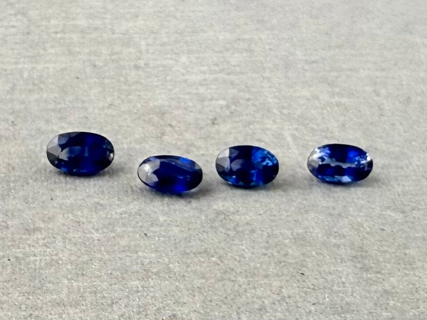 Blue Bicolor Sapphire Faceted Ovals | 5x3 mm | 4 Stones per Lot - Sapphire - Gem Enthusiast