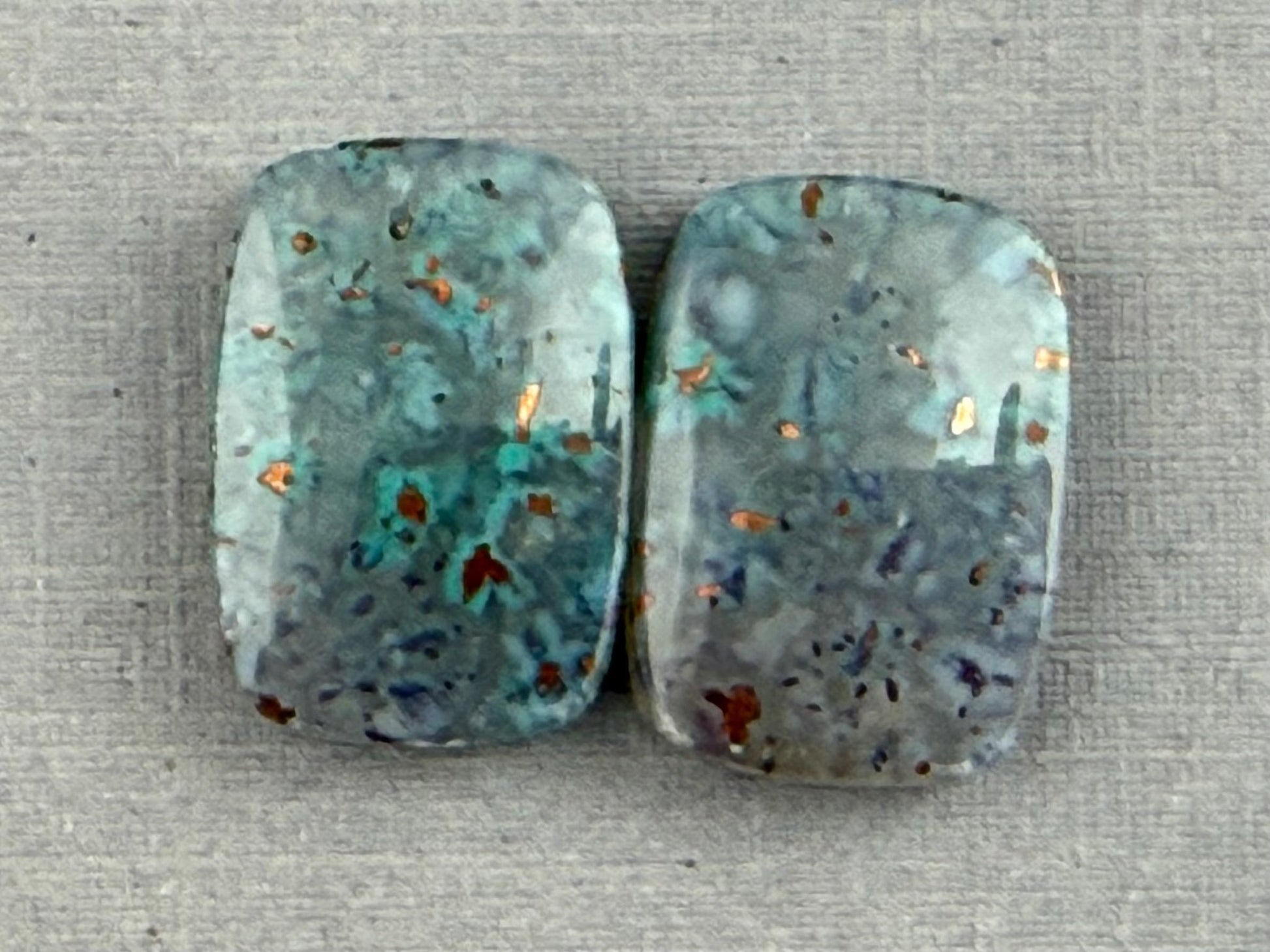 Confetti Chrysocolla in Chalcedony Pair | Natural Rectangle Cabochon Gemstone | CA328 - One of a Kind Cabochons - Gem Enthusiast
