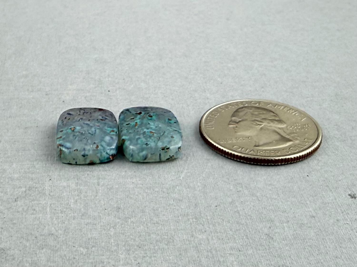 Confetti Chrysocolla in Chalcedony Pair | Natural Rectangle Cabochon Gemstone | CA328 - One of a Kind Cabochons - Gem Enthusiast