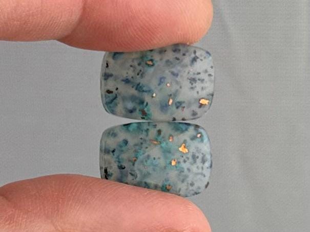 Confetti Chrysocolla in Chalcedony Pair | Natural Rectangle Cabochon Gemstone | CA328 - One of a Kind Cabochons - Gem Enthusiast