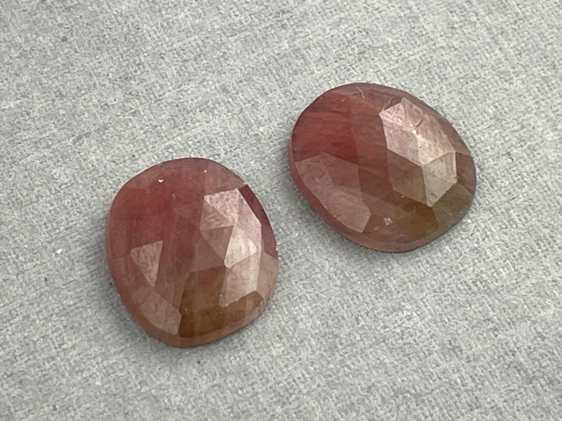Dark Rose Pink Sapphire Rose Cut Oval Pair | 12x10 mm | Corundum Natural Loose Gemstones | SP541 - Sapphire - Gem Enthusiast