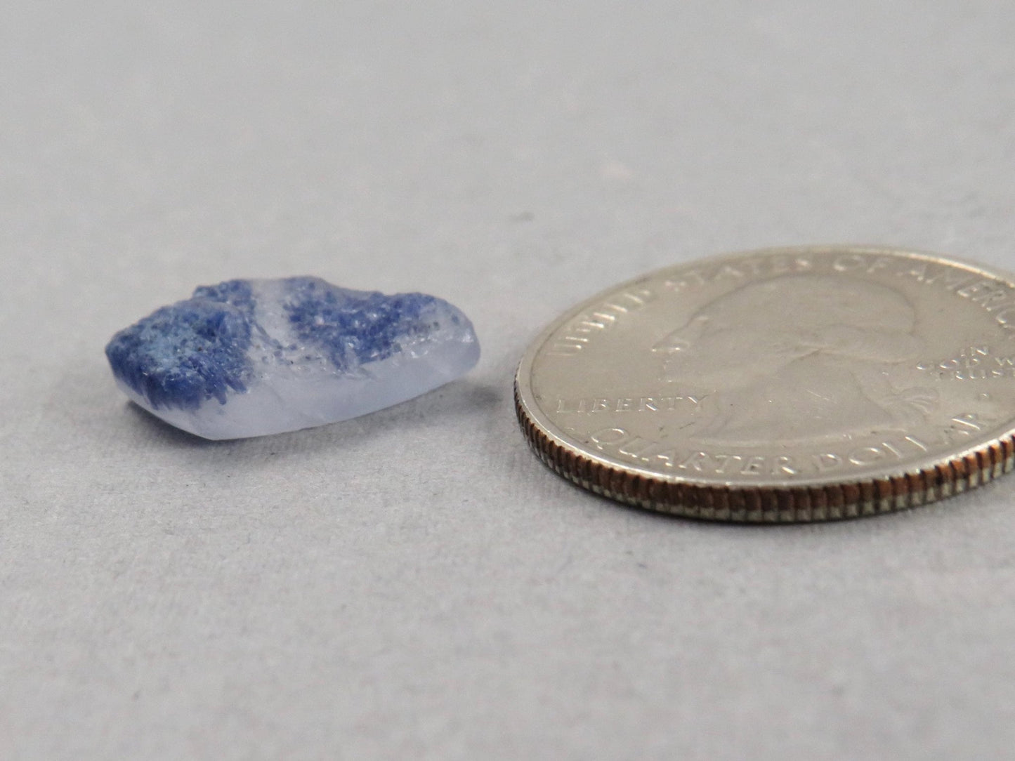 Dumortierite in Quartz | Druzy Crystal | Rough Top Triangle | 17x11mm, 5.5ct | QU557 - Gem Enthusiast
