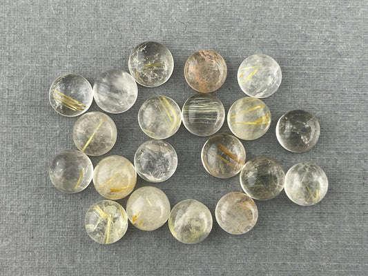 Gold Rutile Quartz Round Cabachons | Natural Loose Gemstone | QU516 - Gem Enthusiast