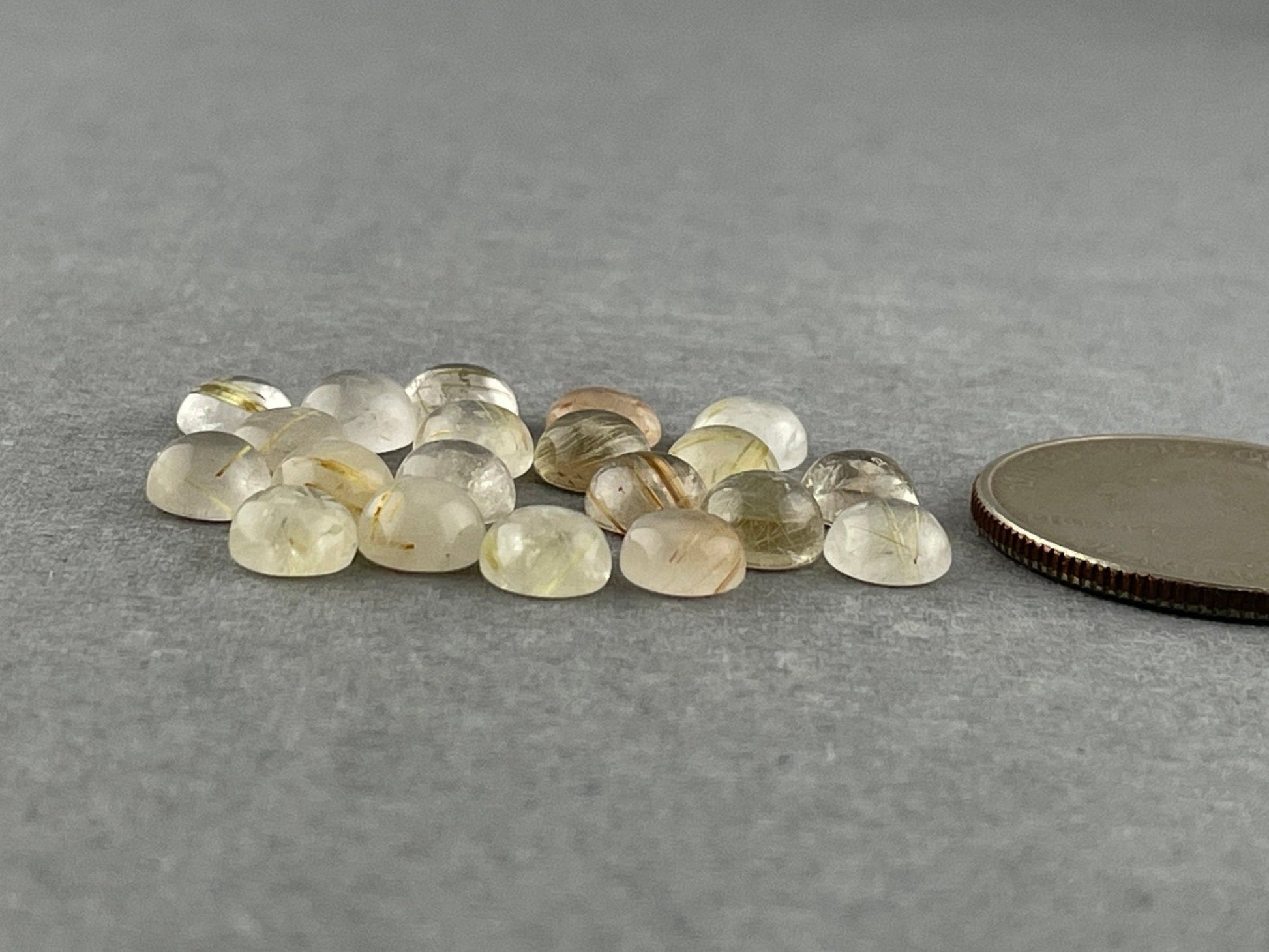 Gold Rutile Quartz Round Cabachons | Natural Loose Gemstone | QU516 - Gem Enthusiast