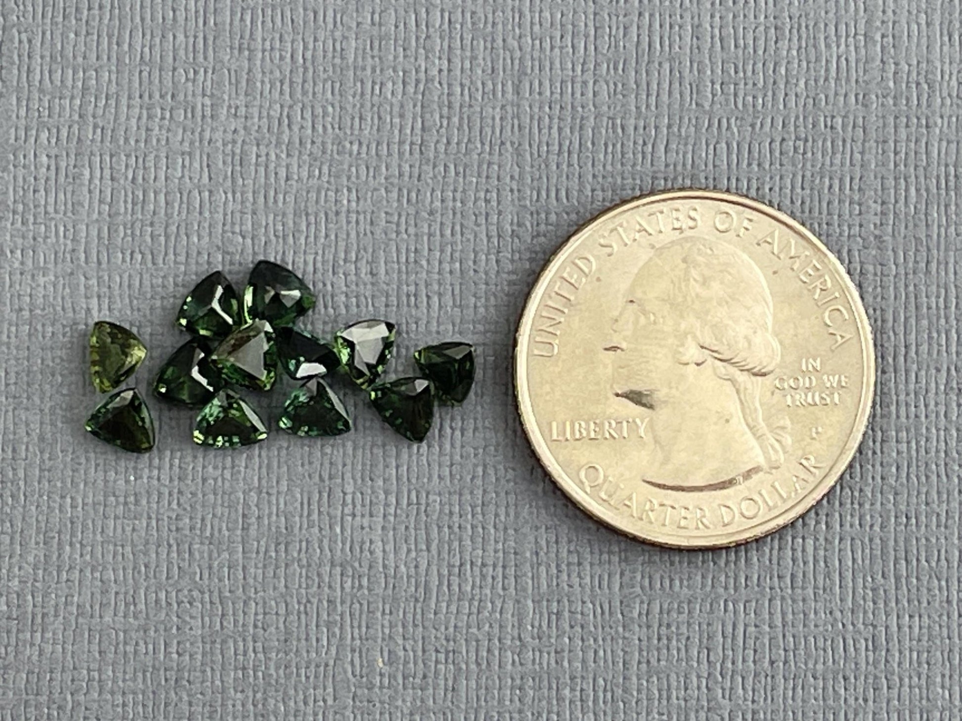 Green Sapphire Trillion Faceted Gemstone | 4.5 mm | Per Stone - Gem Enthusiast