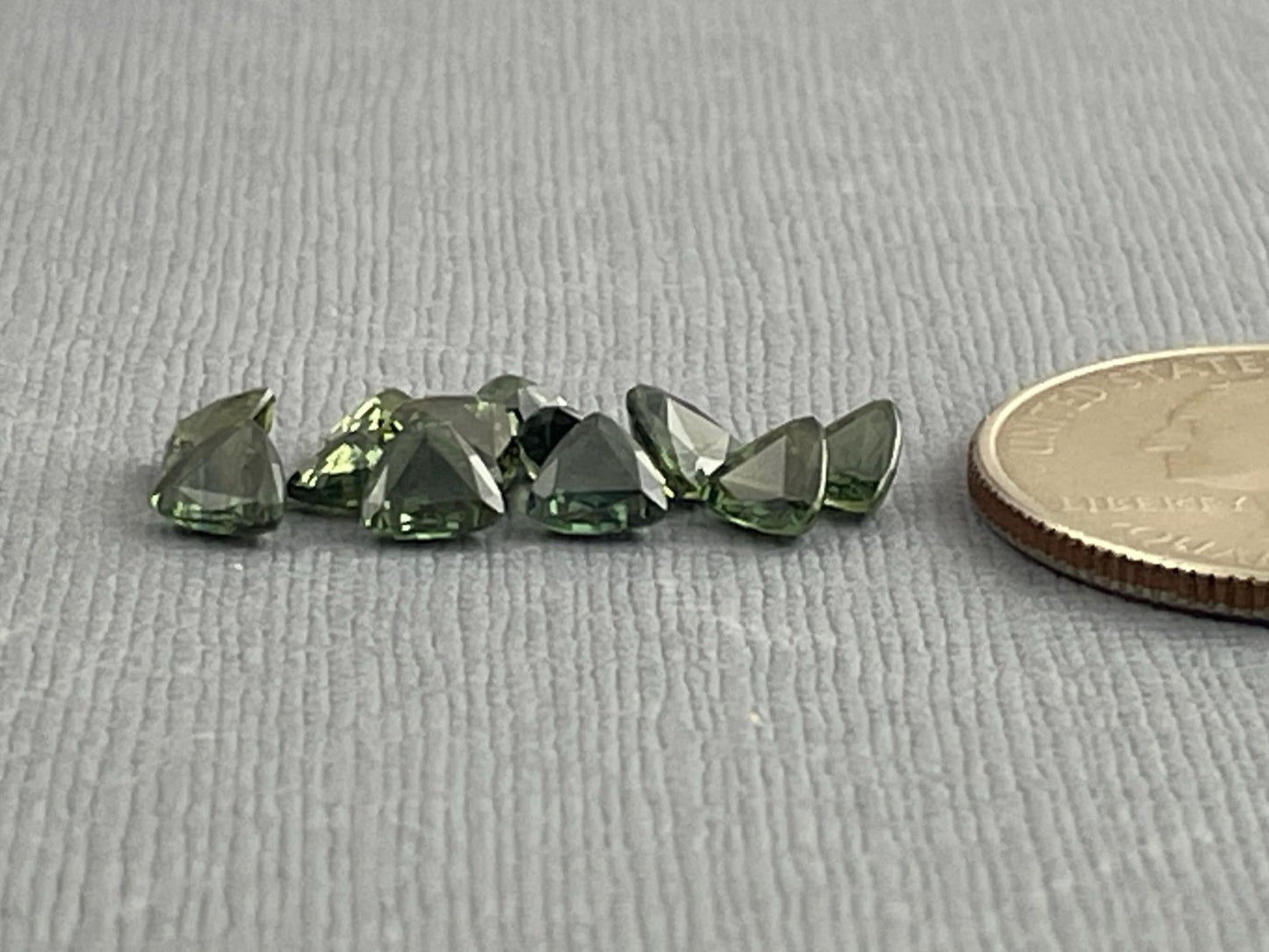 Green Sapphire Trillion Faceted Gemstone | 4.5 mm | Per Stone - Gem Enthusiast