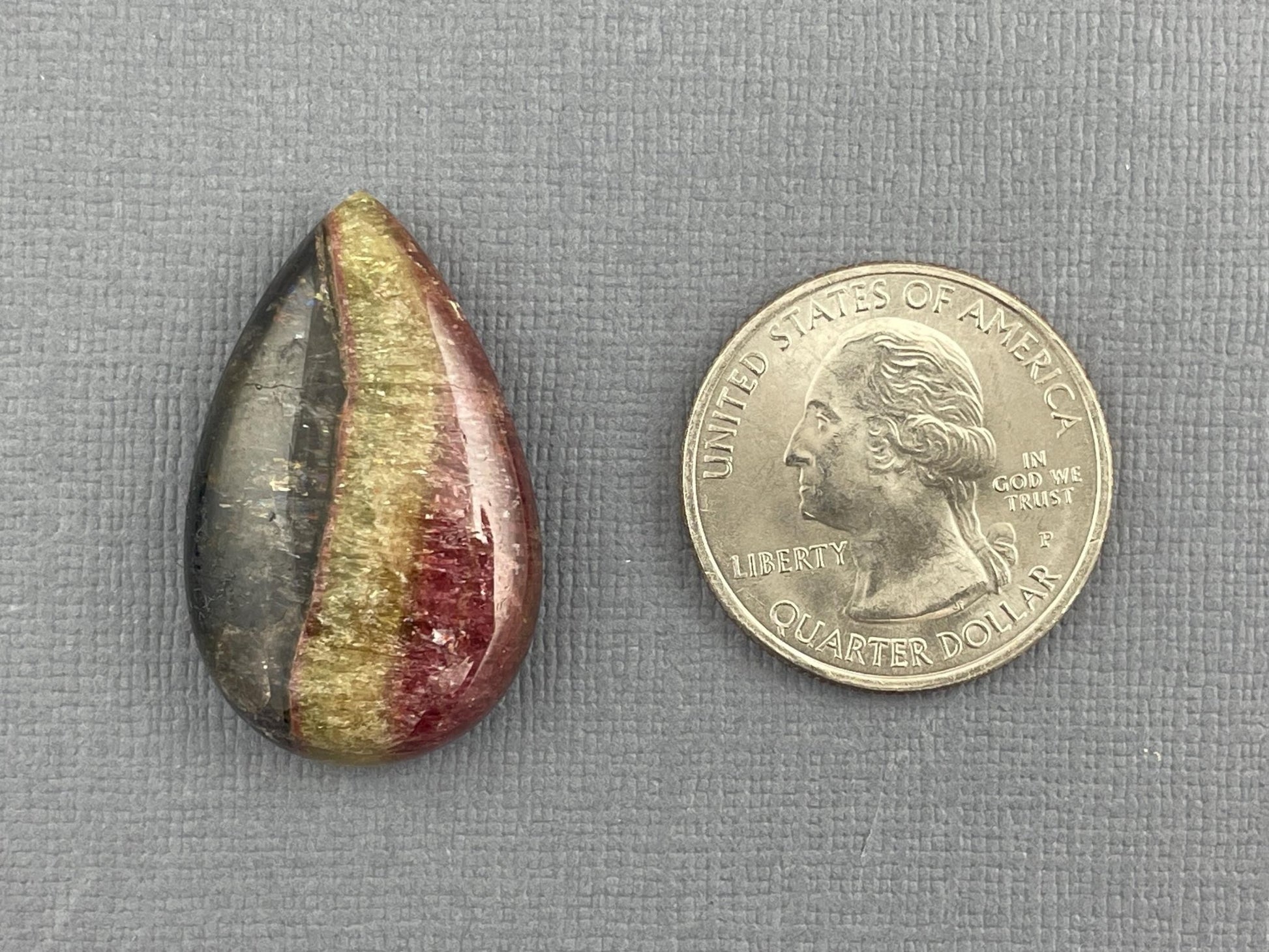 HUGE TriColor Tourmaline Pear Cabochon | Natural Gemstones | 31x19 mm | 34.4 cts | TO551 - Gem Enthusiast