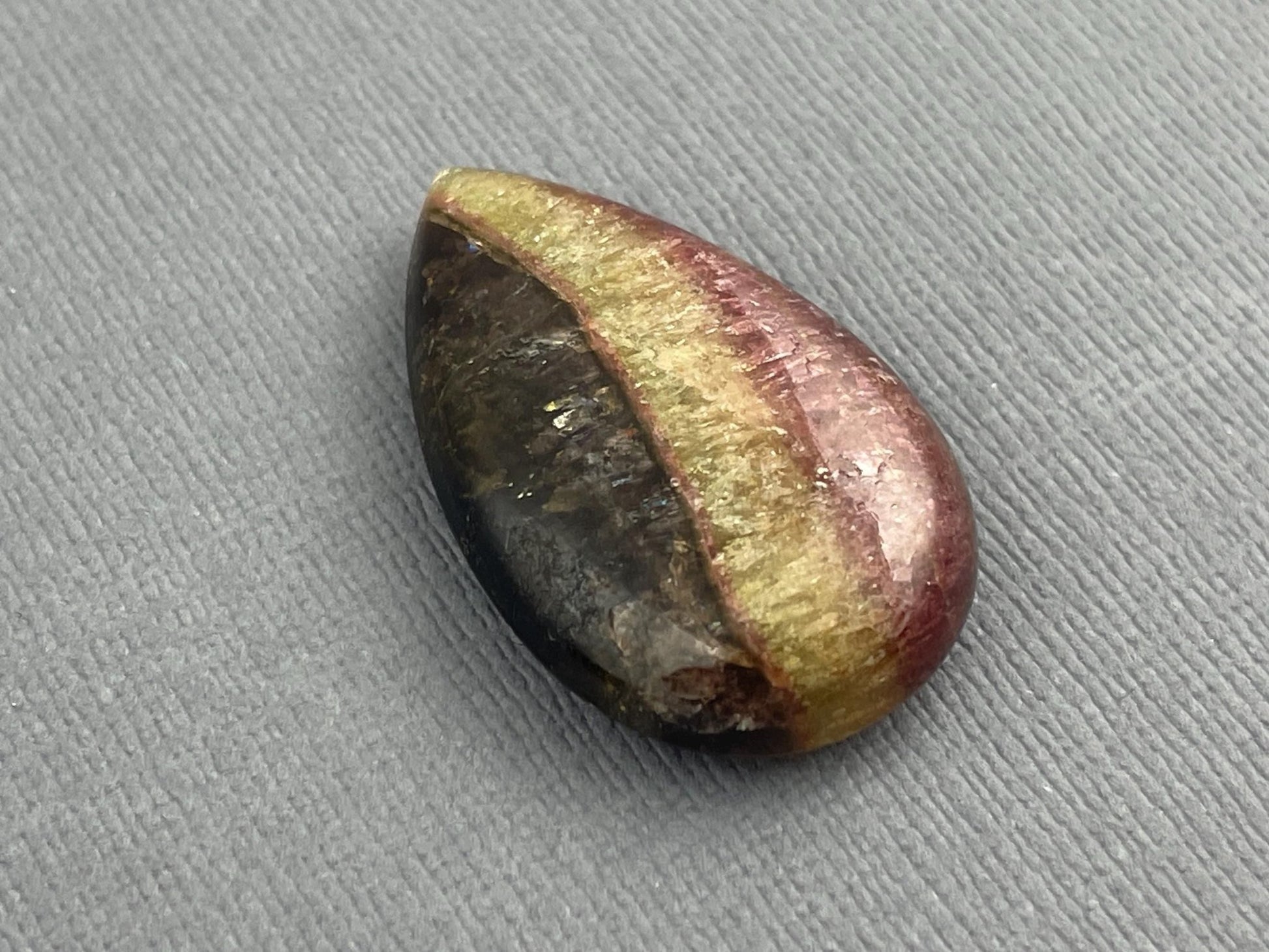 HUGE TriColor Tourmaline Pear Cabochon | Natural Gemstones | 31x19 mm | 34.4 cts | TO551 - Gem Enthusiast