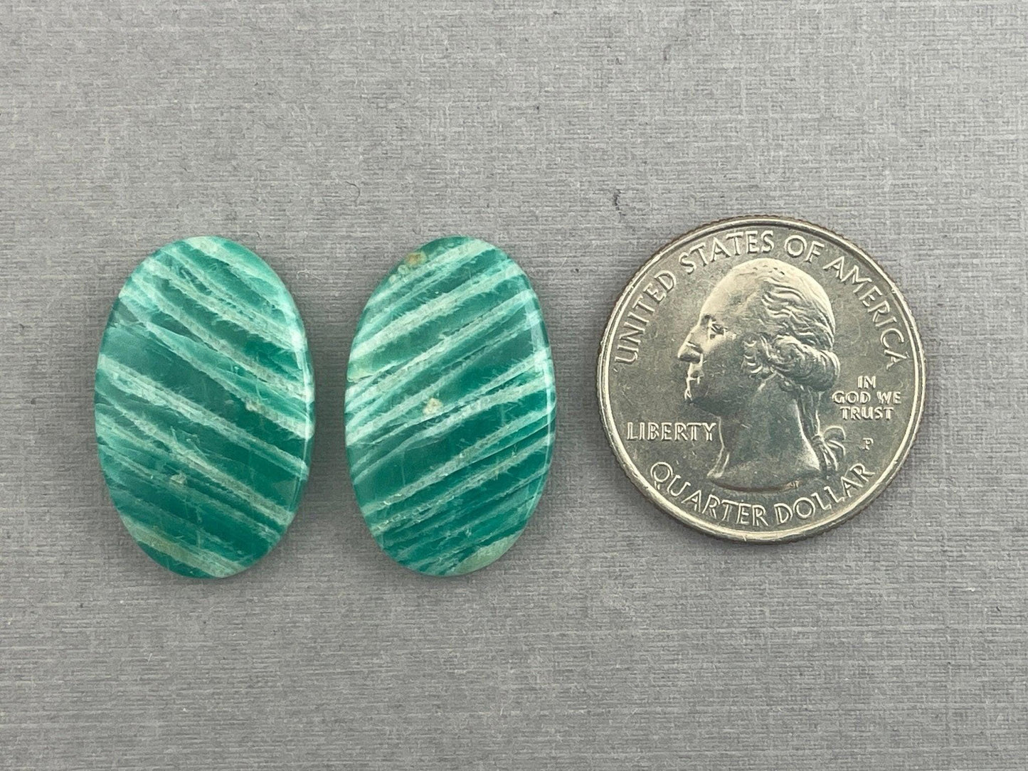 Amazonite Matched Pair Oval Cabochons | Natural Loose Gemstone | AMZ222 - Amazonite - GemEnthusiast
