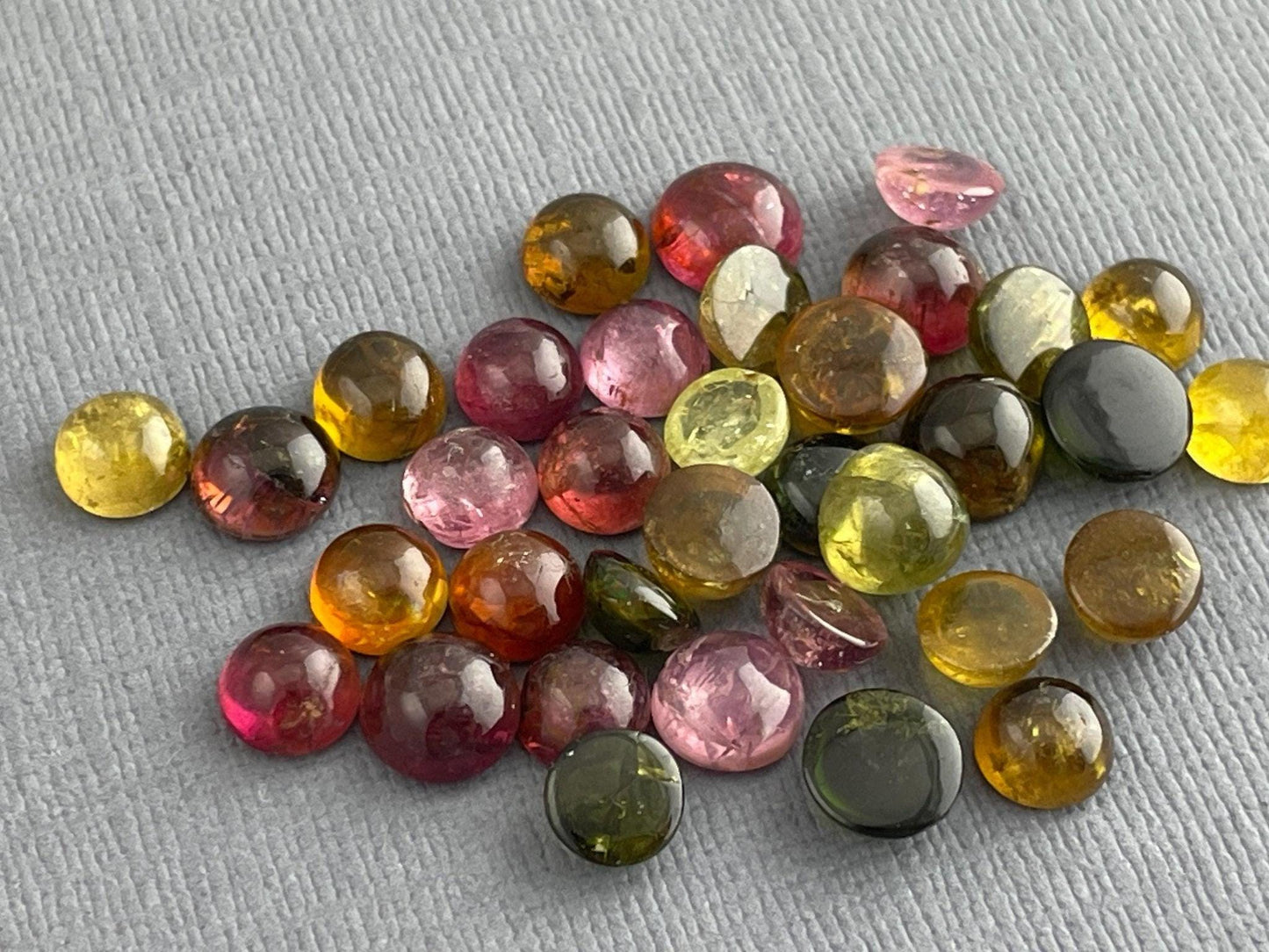 5-6mm Tourmaline Cabochons | Multi-Color | 41 carats | TO223 - Tourmaline - GemEnthusiast