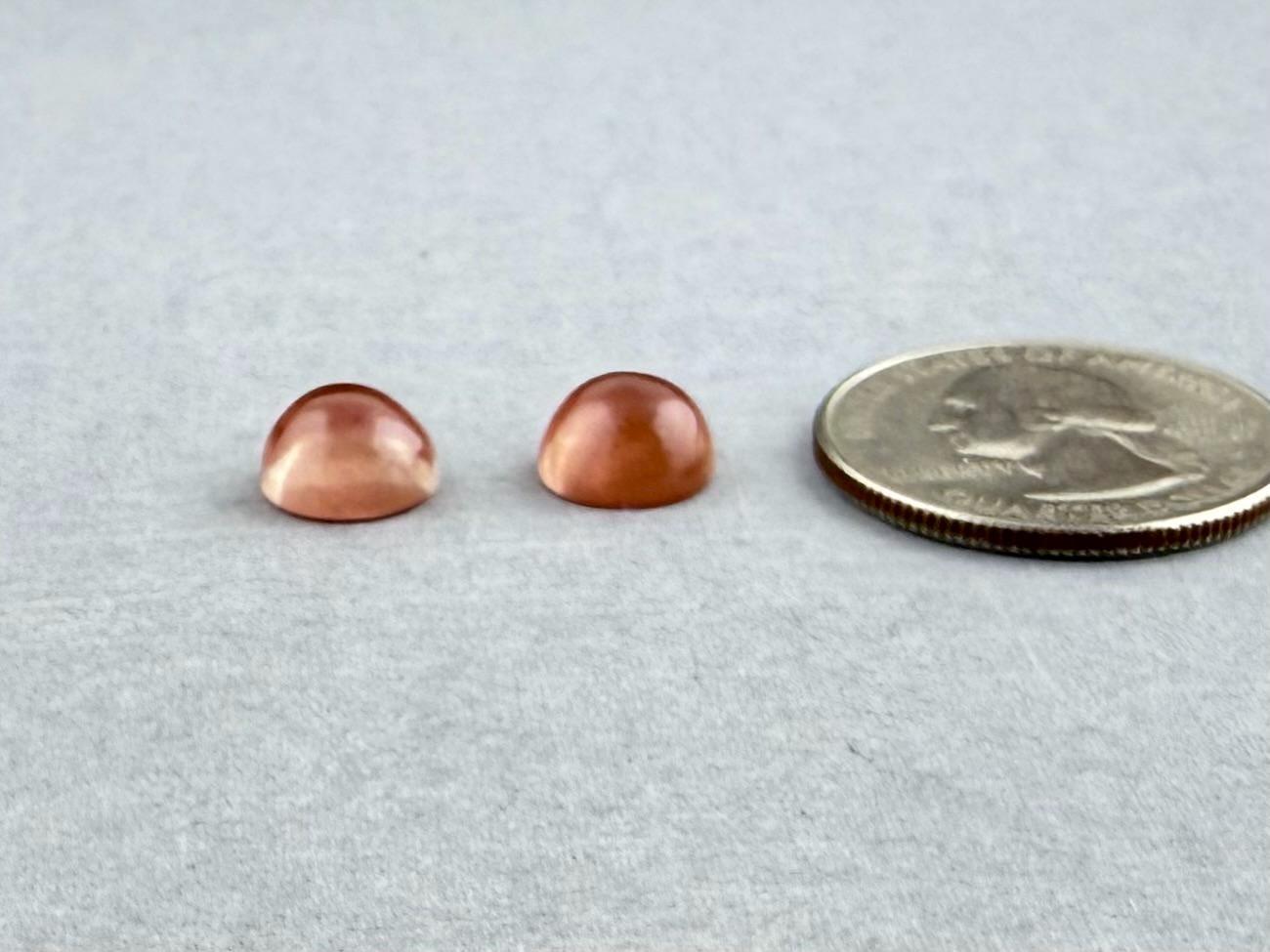 9mm Oregon Sunstones Round Cabochon Pair with Schiller | 6.4 carats | OSC313 - Oregon Sunstone - GemEnthusiast