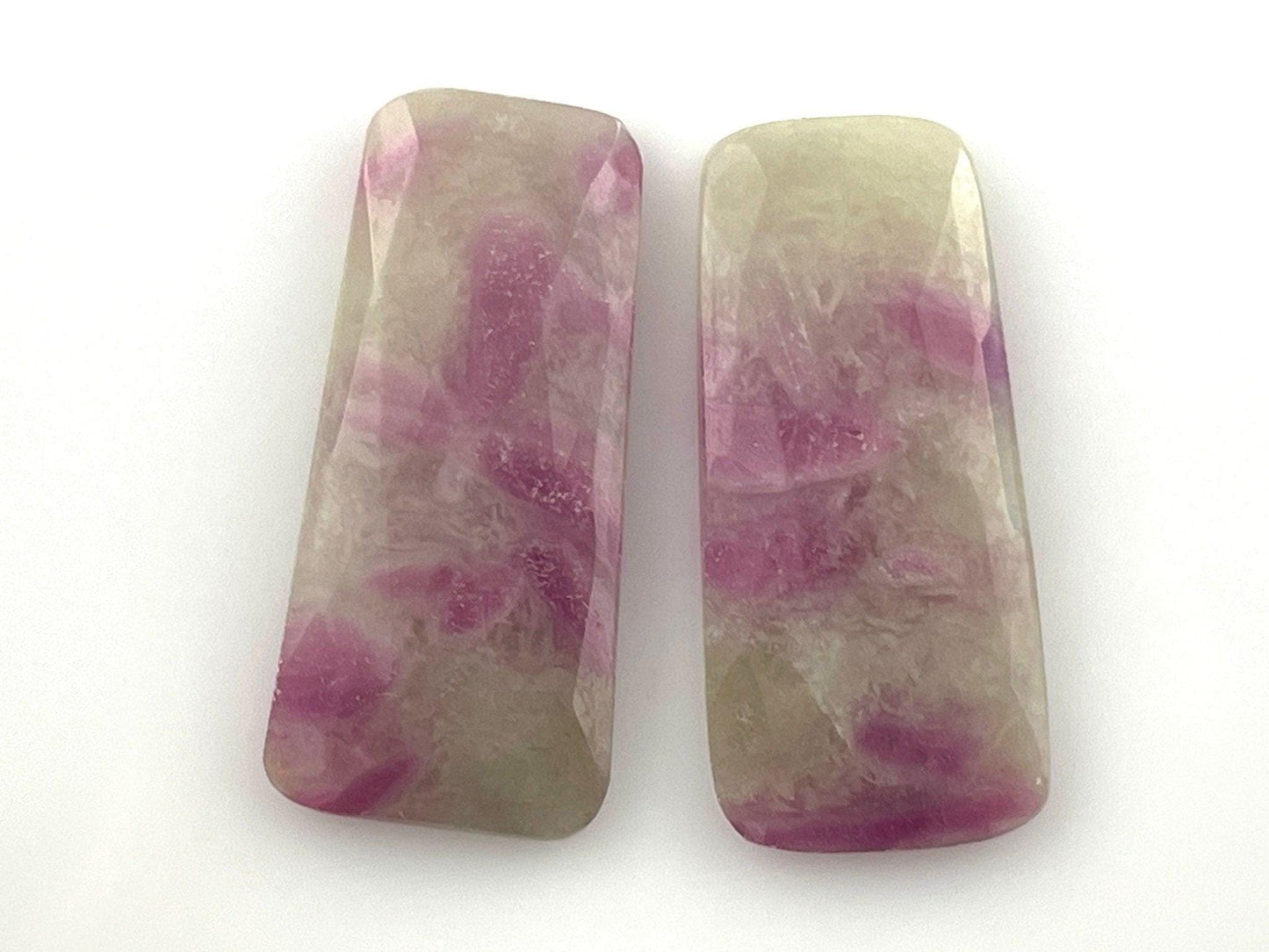 Ruby Included Quartz Pair | 26x12 mm | Rose Cut Natural Loose Gemstone | RC101 - - GemEnthusiast