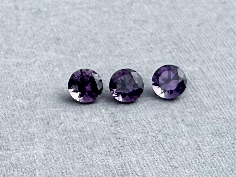 3.5 mm Purple Spinel Trio Faceted Round | Natural Gemstone | SL101 - Natural Spinel - GemEnthusiast
