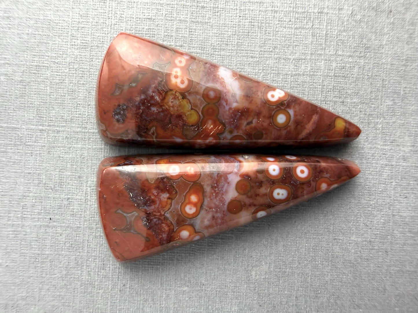 River Jasper Pair | Natural Orbicular Gemstone from Indonesia | JS215 - Orbital River Jasper - GemEnthusiast