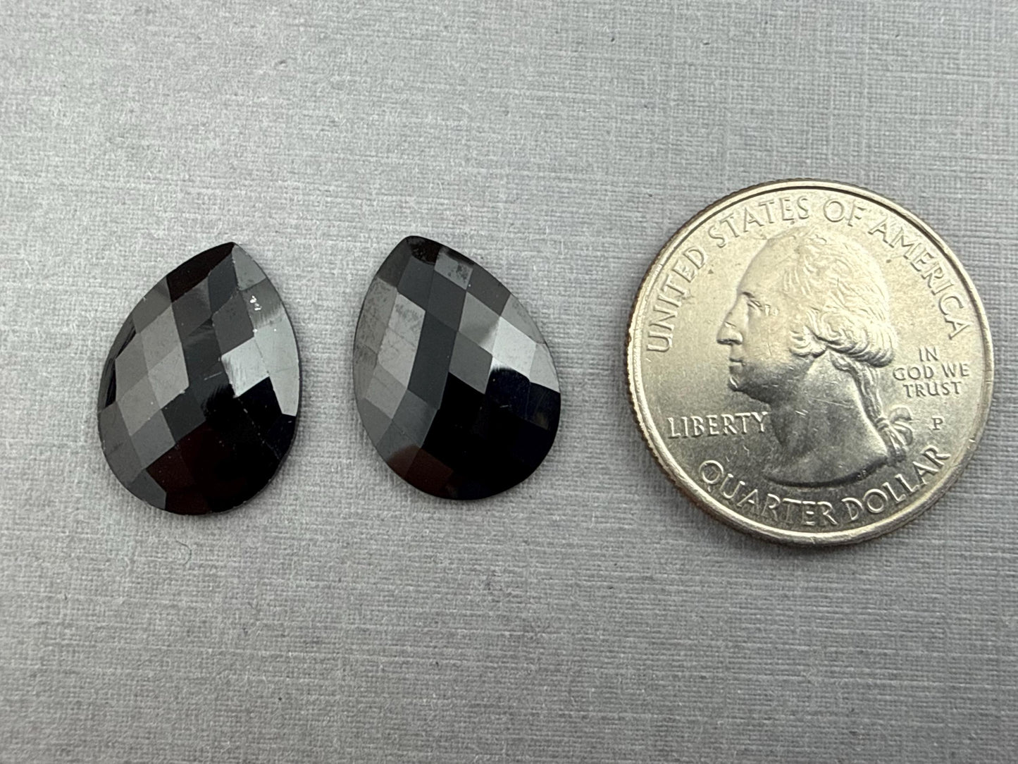 Black Spinel Pear Pair | Rose Cut Loose Cabochon Gemstones | BS120 - Spinel - GemEnthusiast