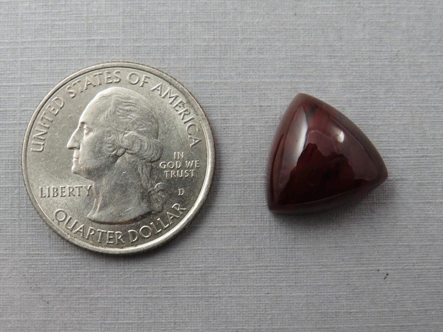 RARE Blood Red Oregon Sunstone | HUGE 15mm Triangle Cabochon | 12+ carats | Natural American Gemstone | OSC336 - Oregon Sunstone - GemEnthusiast