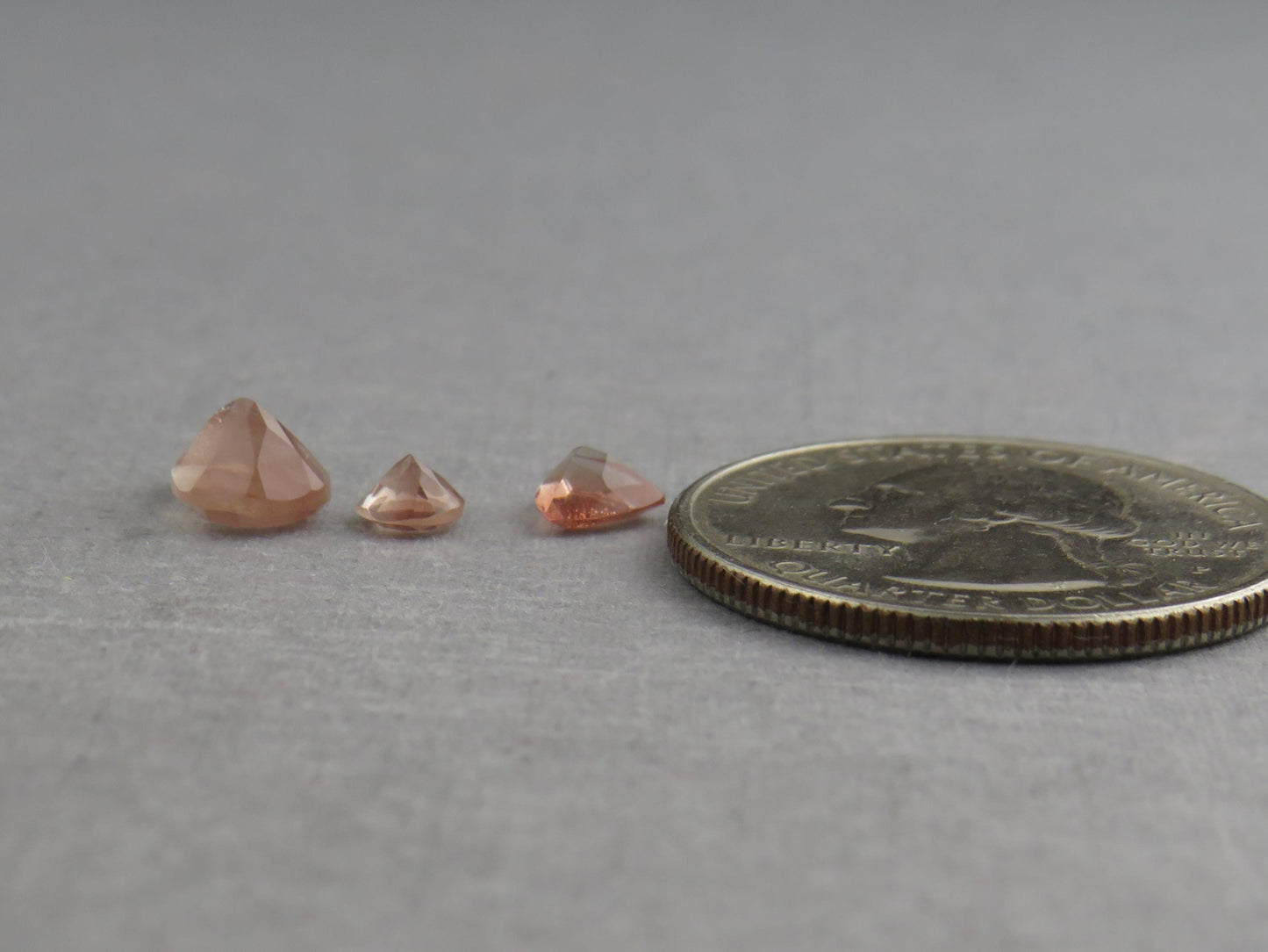 Oregon Sunstone Set | 4mm Round, 5mm Trillion, 8x6mm pear | 1.72 carats | OSF230 - Oregon Sunstone - GemEnthusiast