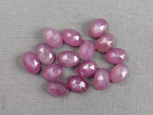 6x4 Ruby with Sheen Lot | Oval Rose Cut Cabochons | 15 Gemstones | RUS250