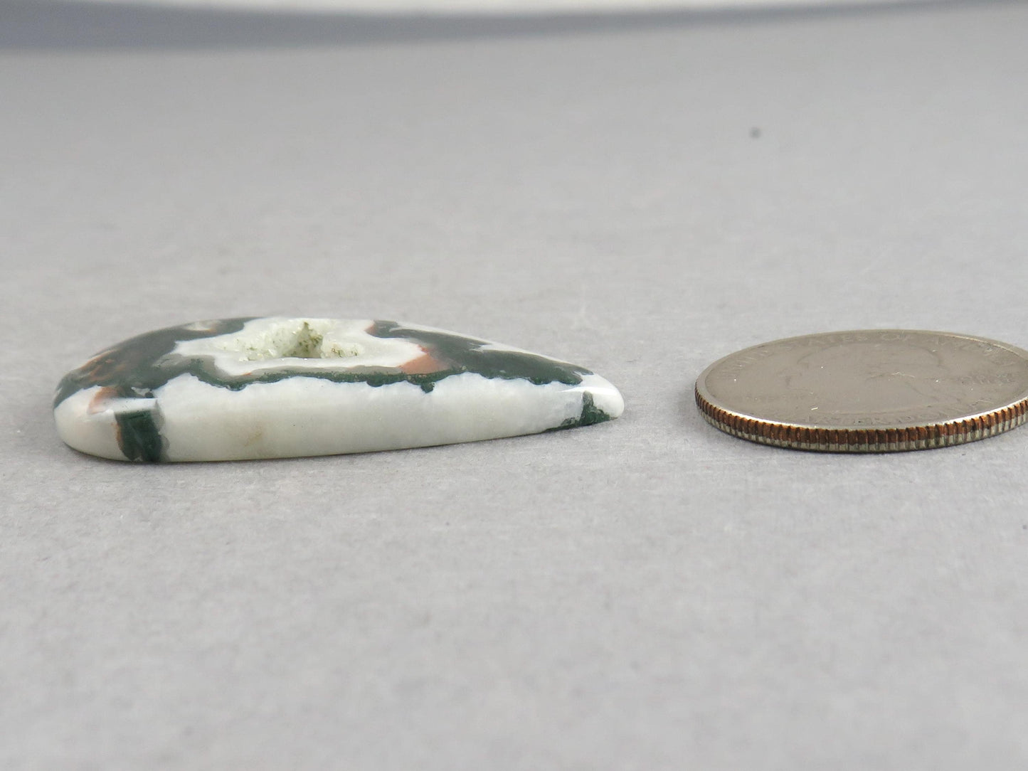 Moss Agate | 41x25x5 mm | Natural Pear Cabochon Gemstone | AG326 - Moss Agate, Chalcedony - GemEnthusiast