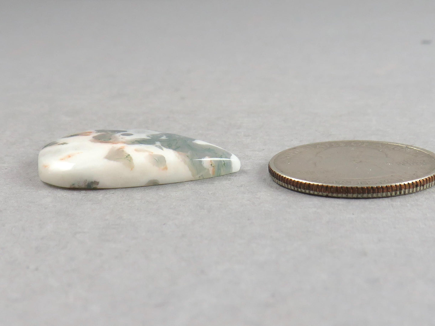 Moss Agate | 29x20x5 mm | Natural Pear Cabochon Gemstone | AG330 - Moss Agate, Chalcedony - GemEnthusiast