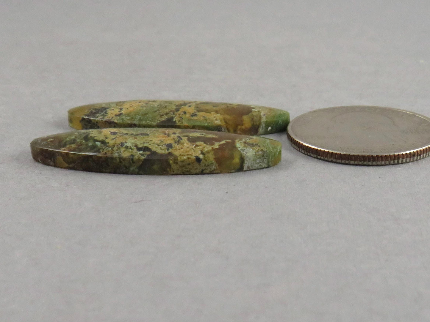 Indonesian Moss Agate Pair | Oval Natural Loose Gemstone | Dendritic Chalcedony | AG337 - Moss Agate - GemEnthusiast